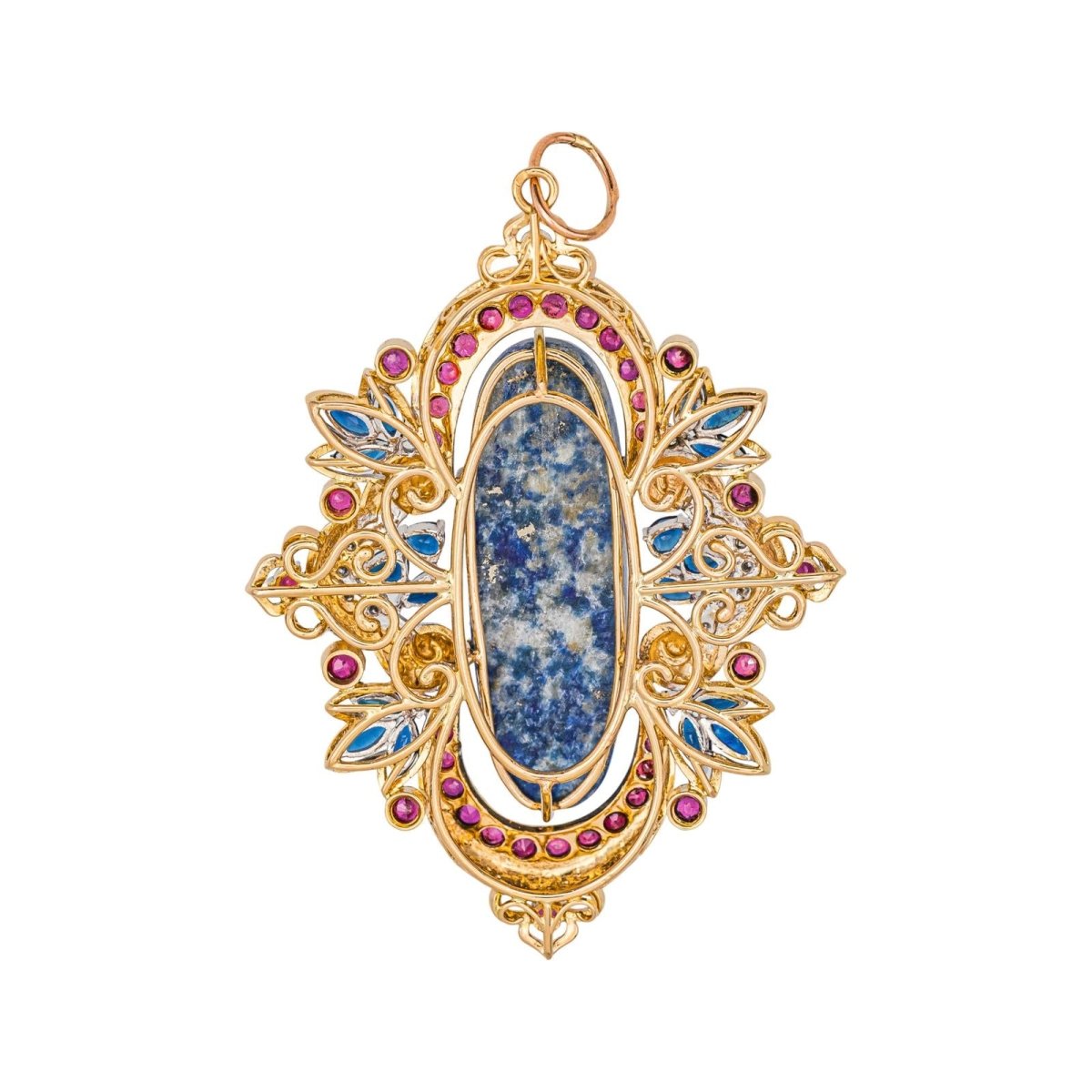 Pendentif en or jaune, lapis - lazuli, rubis, saphirs et diamants - Castafiore