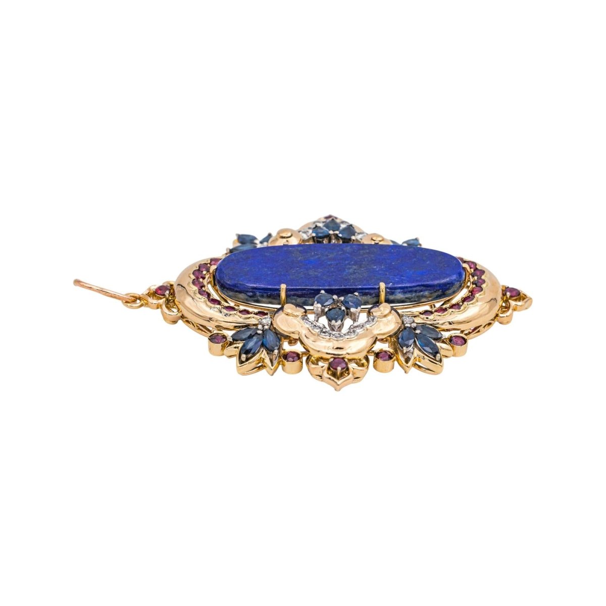 Pendentif en or jaune, lapis - lazuli, rubis, saphirs et diamants - Castafiore