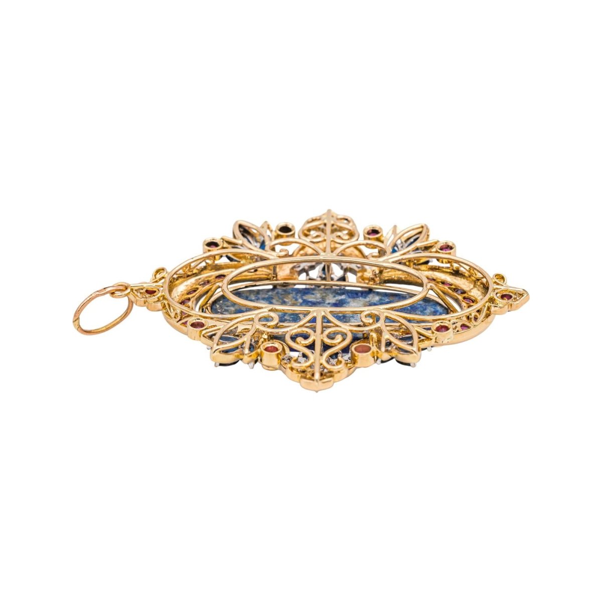 Pendentif en or jaune, lapis - lazuli, rubis, saphirs et diamants - Castafiore