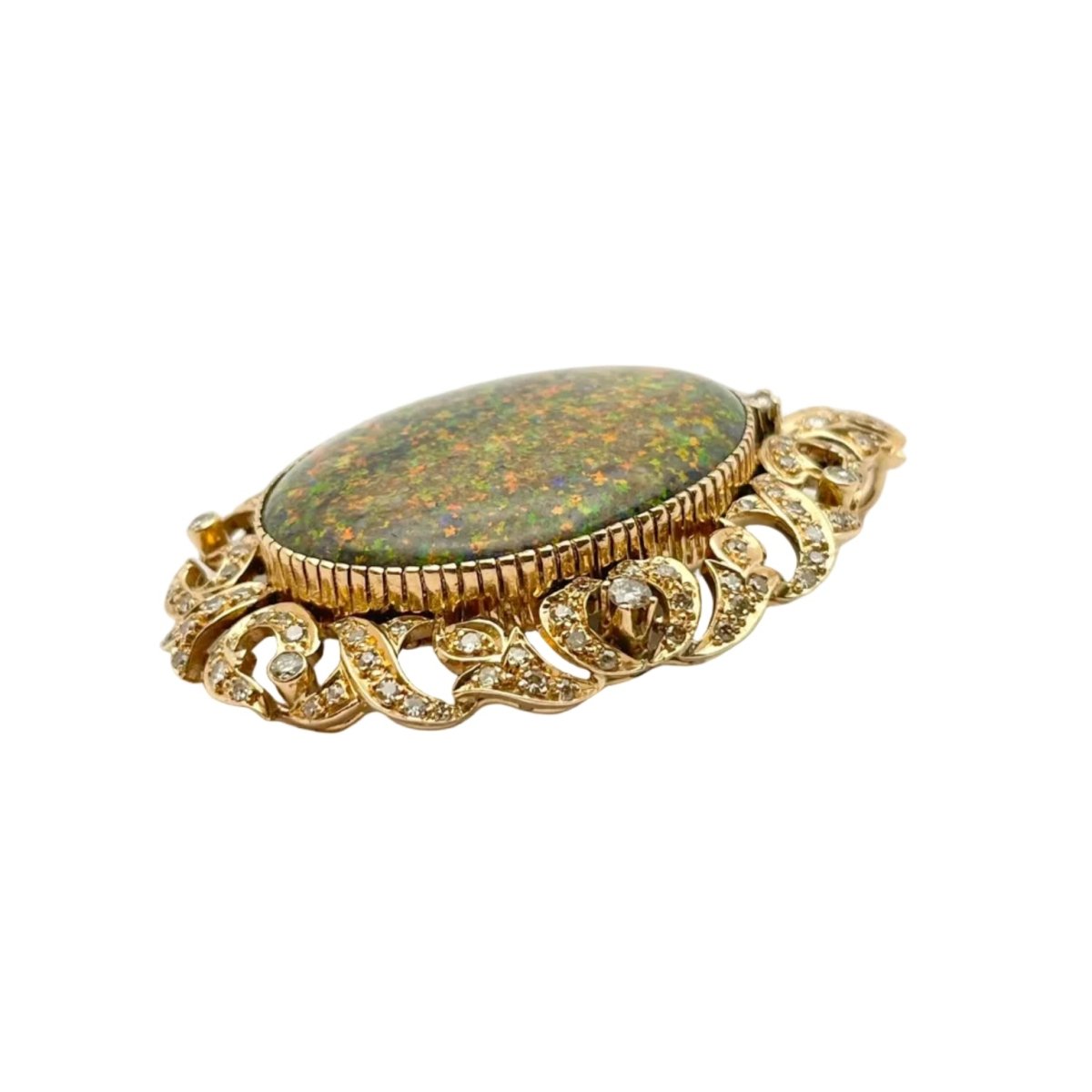 Pendentif en or jaune, opale et diamants - Castafiore