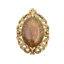 Pendentif en or jaune, opale et diamants - Castafiore