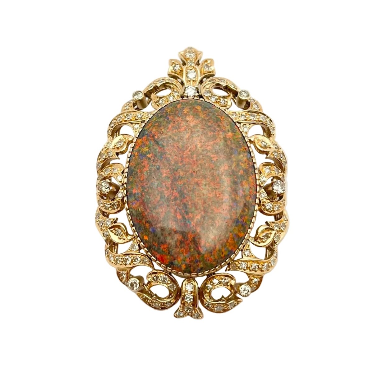 Pendentif en or jaune, opale et diamants - Castafiore