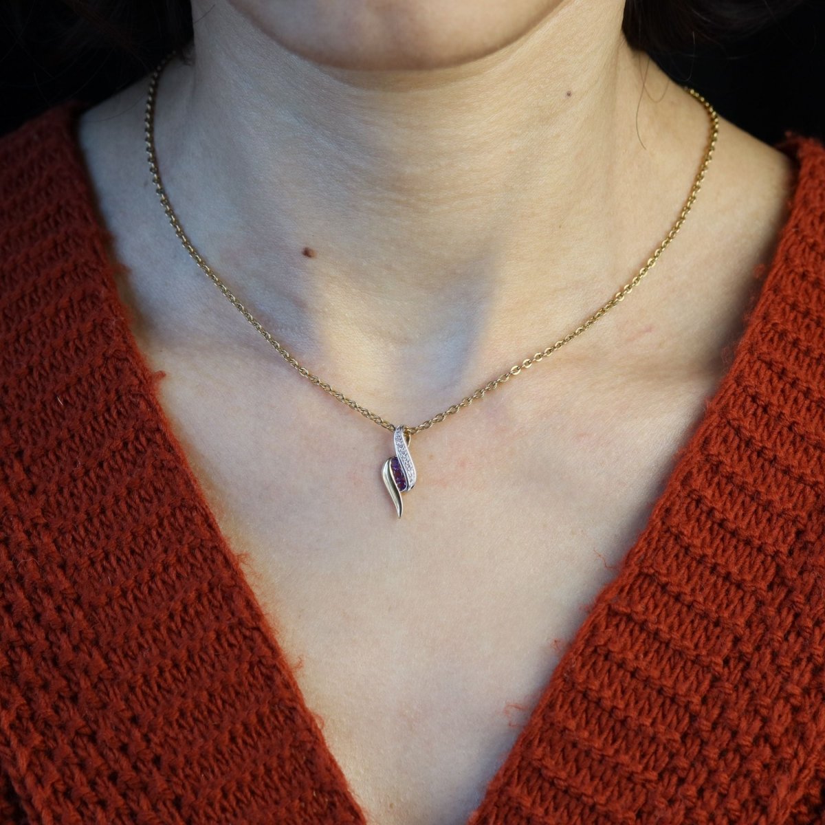 Pendentif en or jaune, or blanc, améthystes et diamants - Castafiore