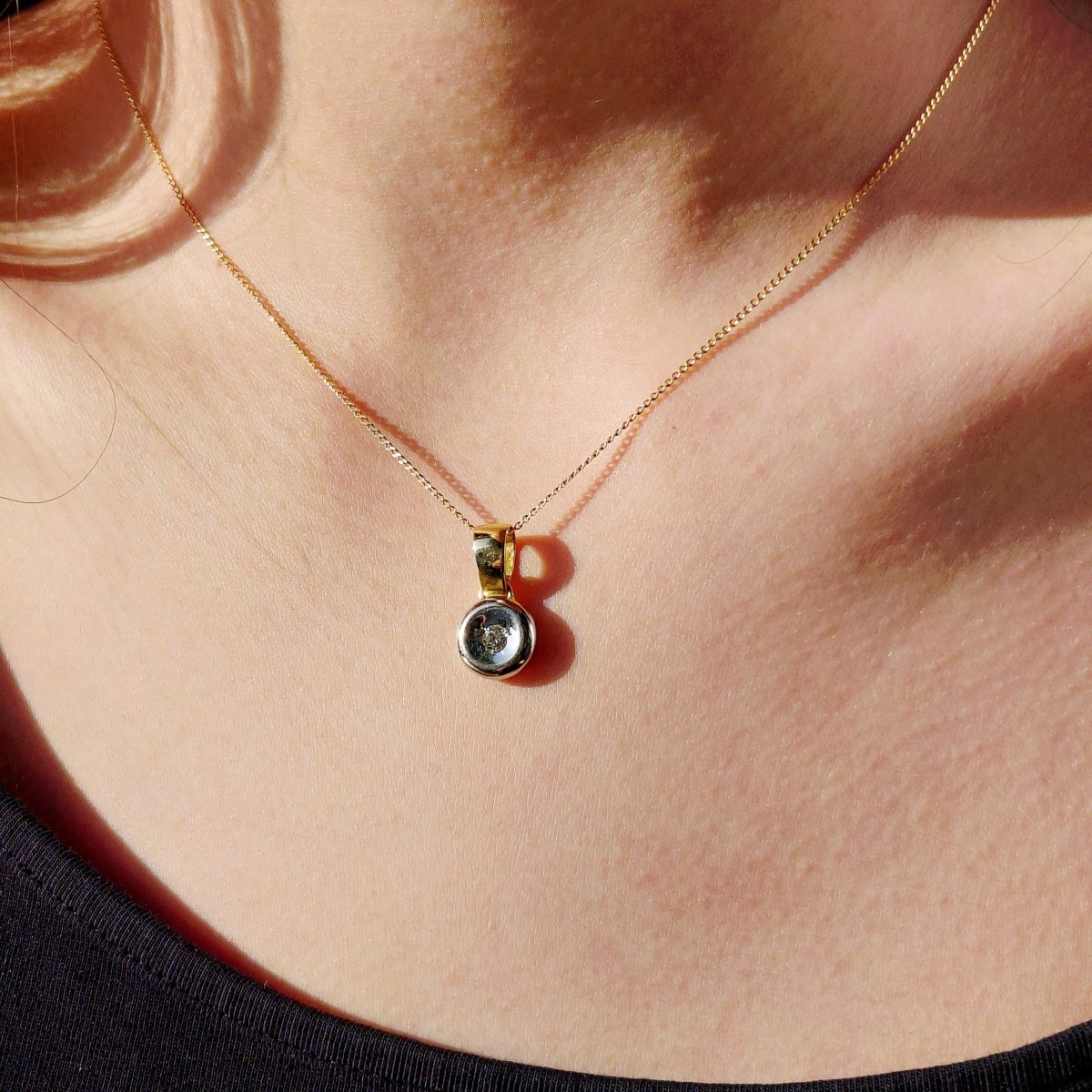 Pendentif en or jaune, or blanc et diamant - Castafiore
