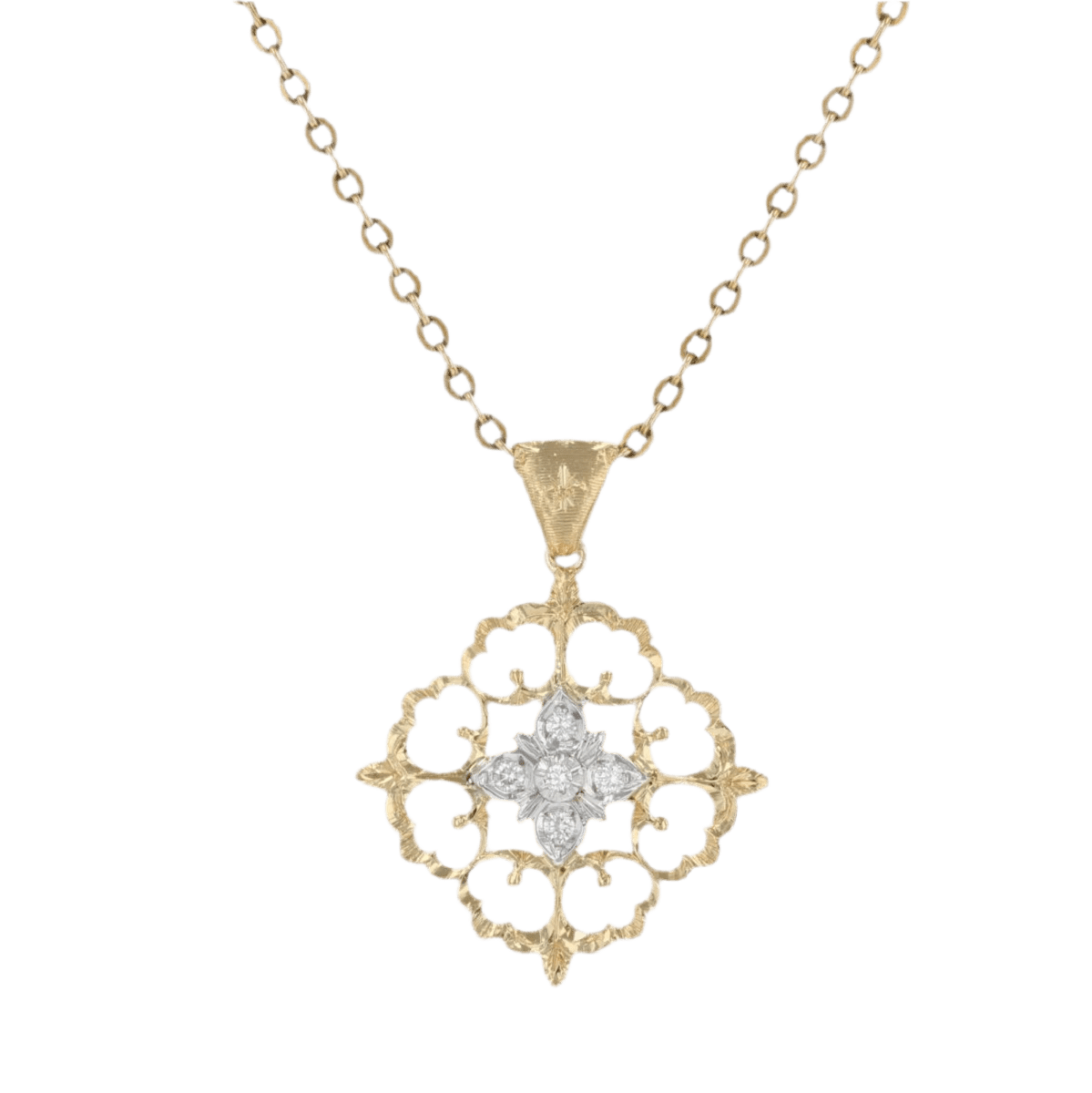 Pendentif en or jaune, or blanc et diamants - Castafiore