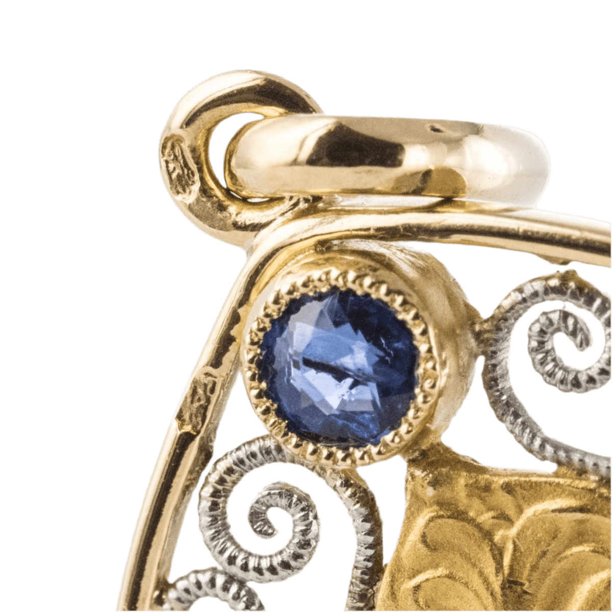 Pendentif en or jaune, or blanc, saphir et perle - Castafiore