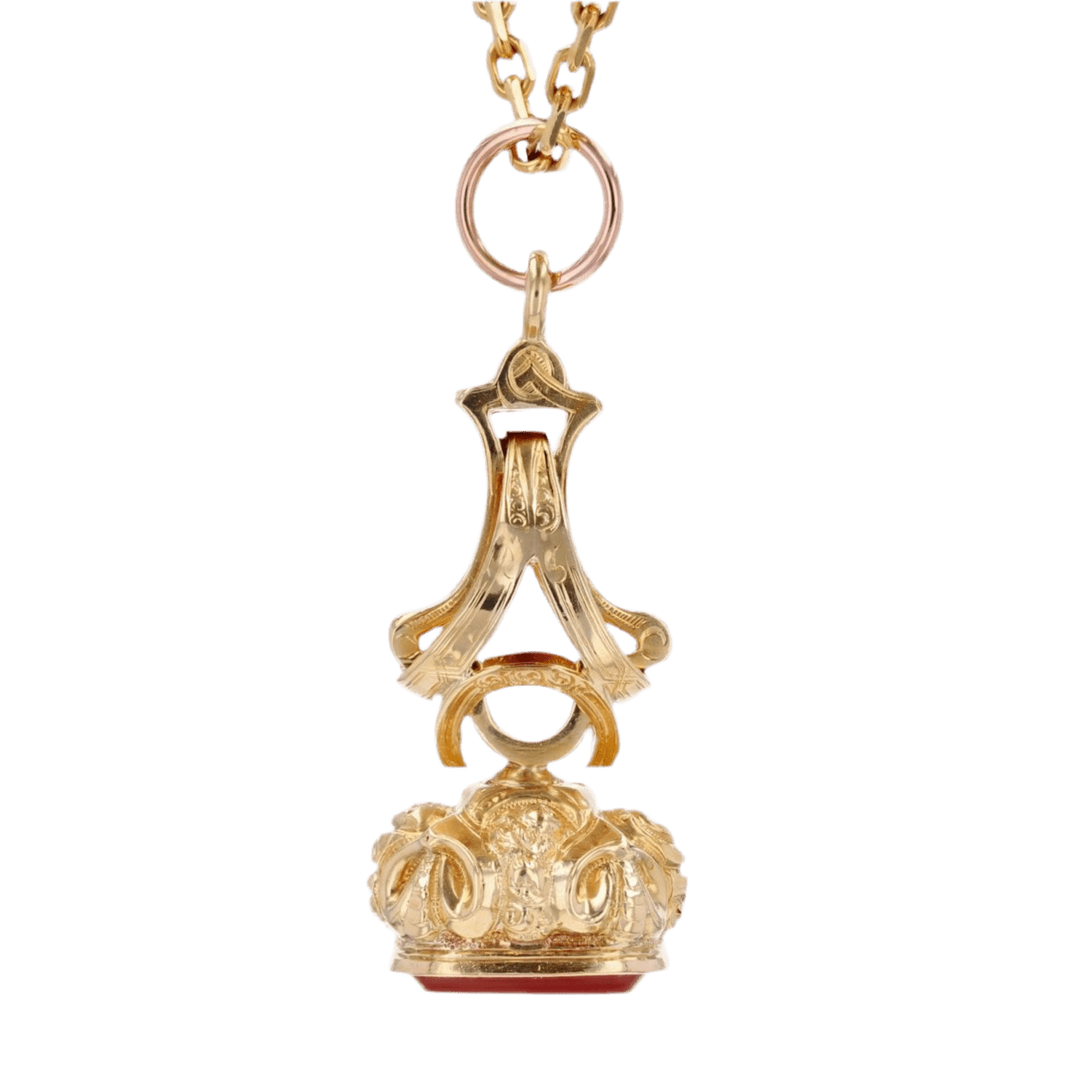 Pendentif en or jaune, or rose et cornaline - Castafiore