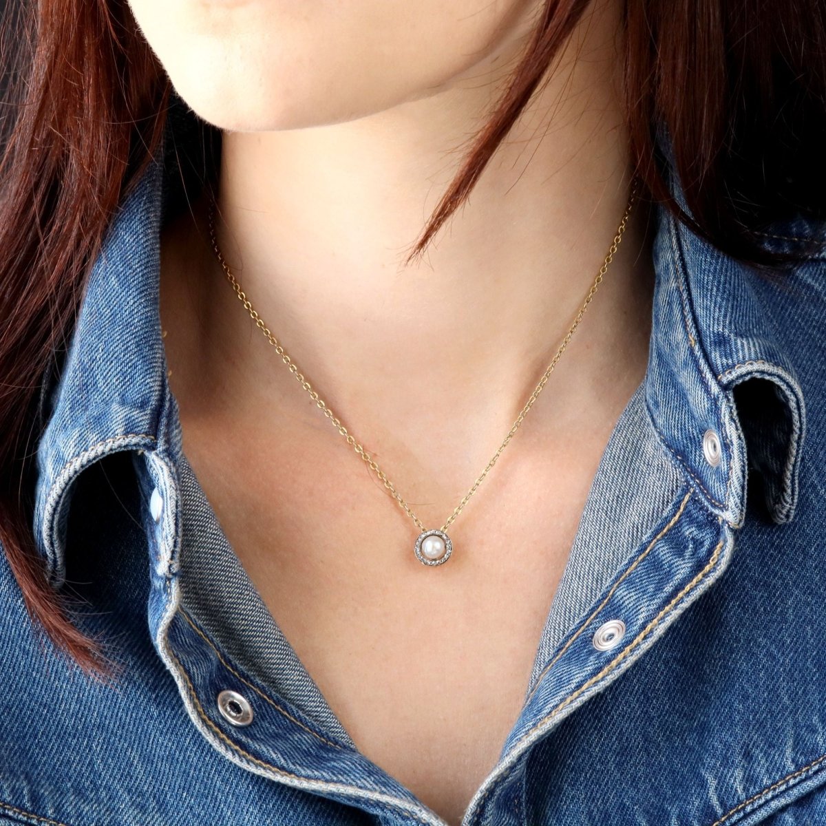 Pendentif en or jaune, perle et diamants - Castafiore