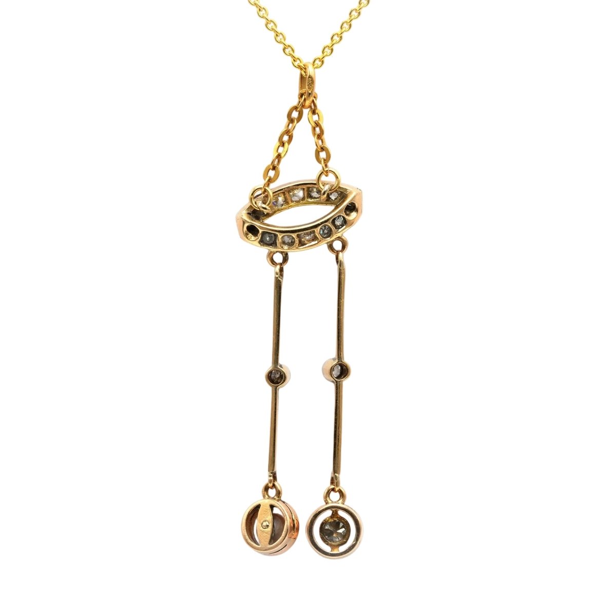 Pendentif en or jaune, perle et diamants - Castafiore