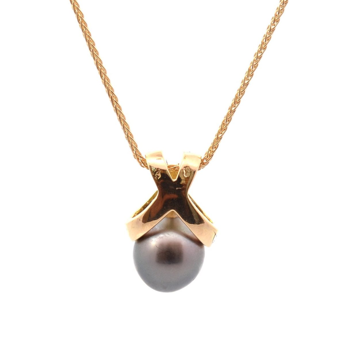 Pendentif en or jaune, perle et diamants - Castafiore