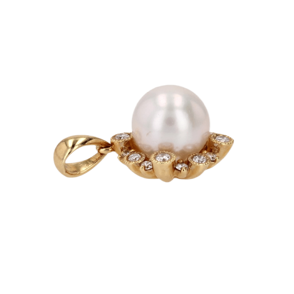 Pendentif en or jaune, perle et diamants - Castafiore