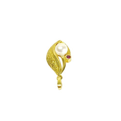Pendentif en or jaune, perle, et grenat - Castafiore