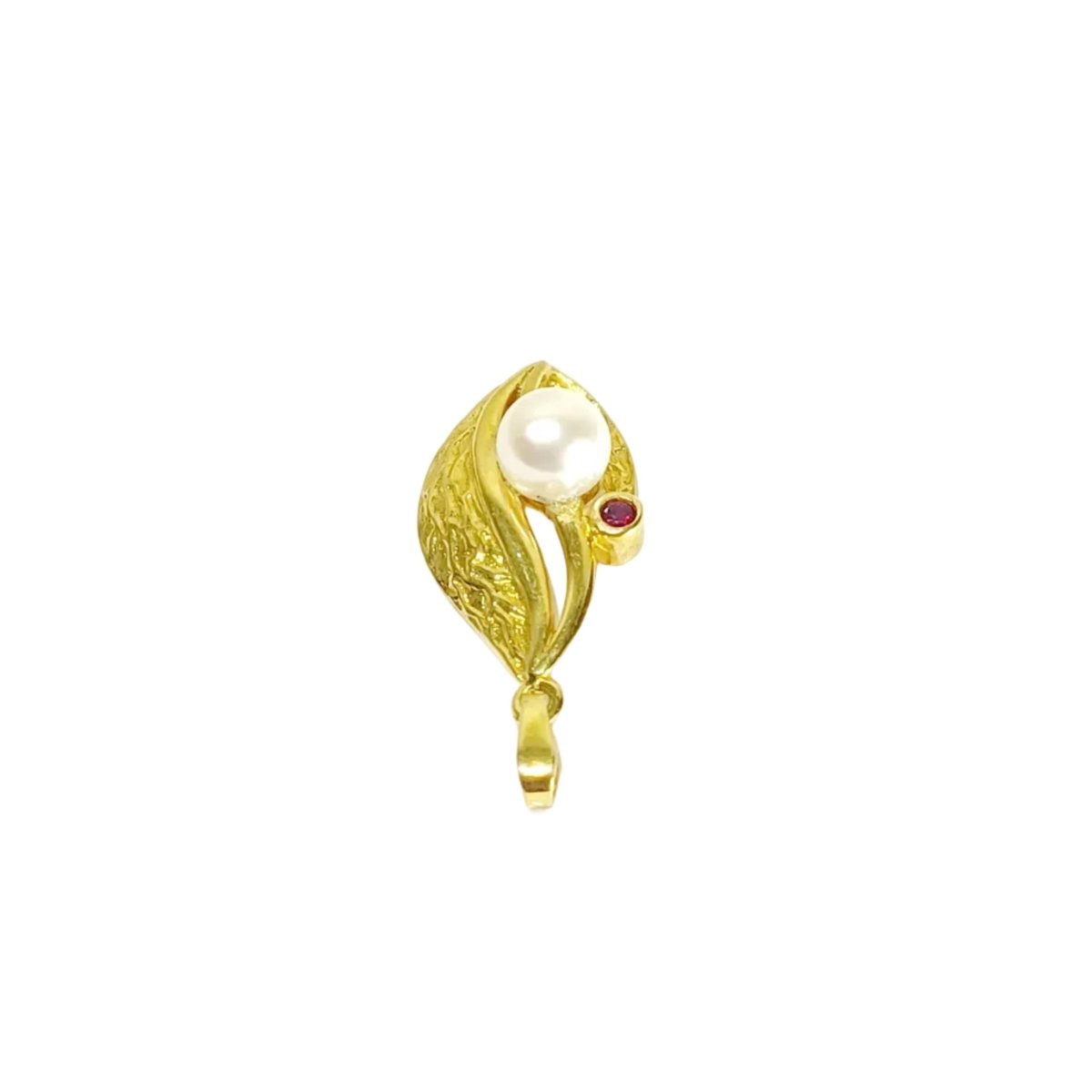 Pendentif en or jaune, perle, et grenat - Castafiore