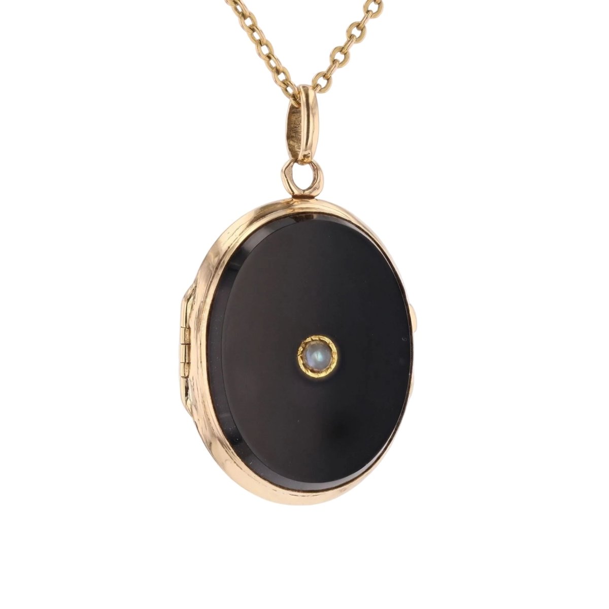 Pendentif en or jaune, perle et onyx - Castafiore