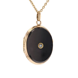 Pendentif en or jaune, perle et onyx - Castafiore