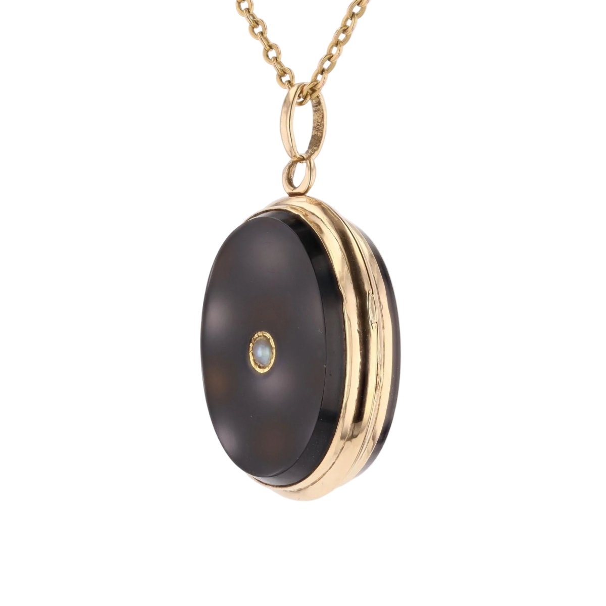 Pendentif en or jaune, perle et onyx - Castafiore