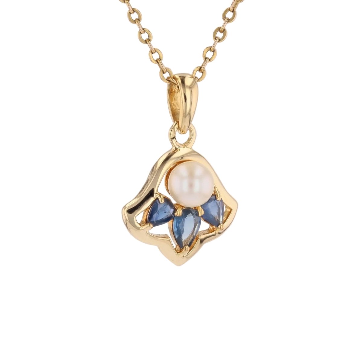 Pendentif en or jaune, perle et saphirs - Castafiore