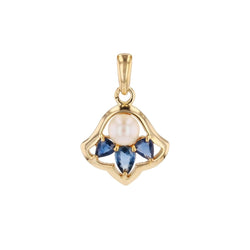 Pendentif en or jaune, perle et saphirs - Castafiore