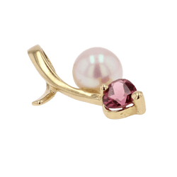 Pendentif en or jaune, perle et tourmaline - Castafiore