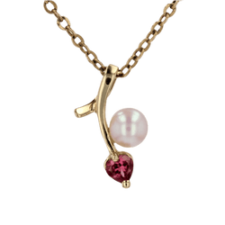 Pendentif en or jaune, perle et tourmaline - Castafiore