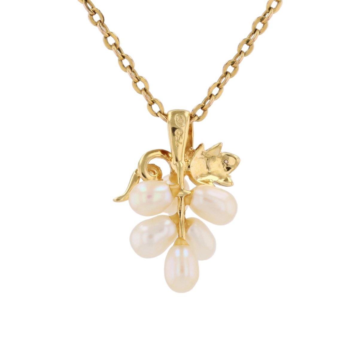 Pendentif en or jaune, perles et diamant - Castafiore
