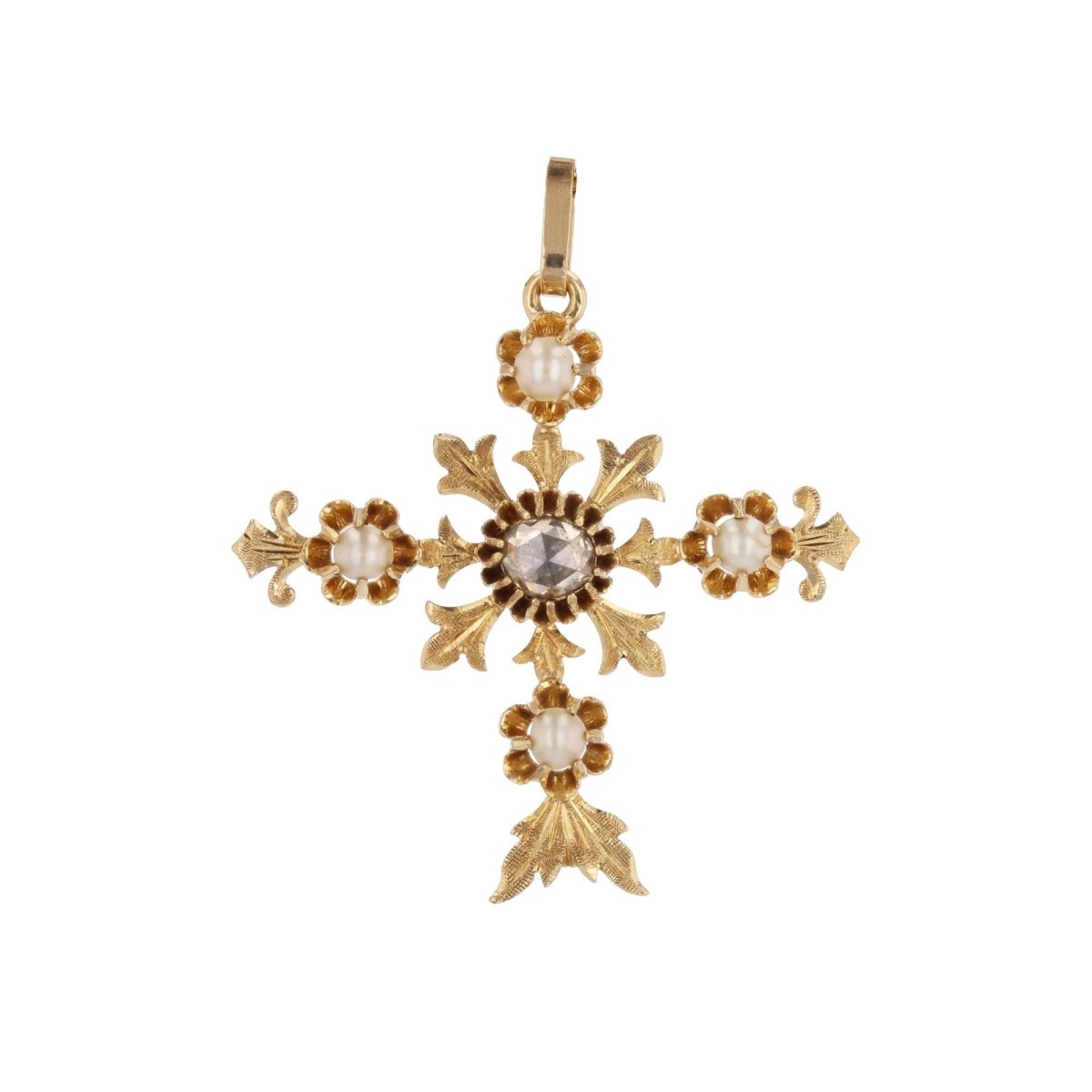 Pendentif en or jaune, perles et diamant - Castafiore