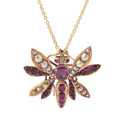 Pendentif en or jaune, perles et rubis - Castafiore