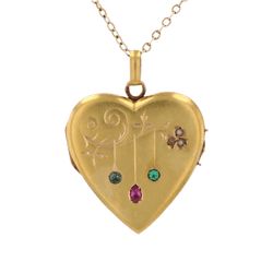 Pendentif en or jaune, perles, saphir, rubis et émeraude - Castafiore