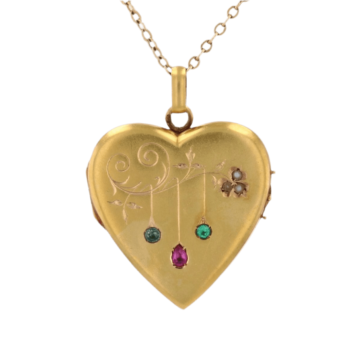 Pendentif en or jaune, perles, saphir, rubis et émeraude - Castafiore