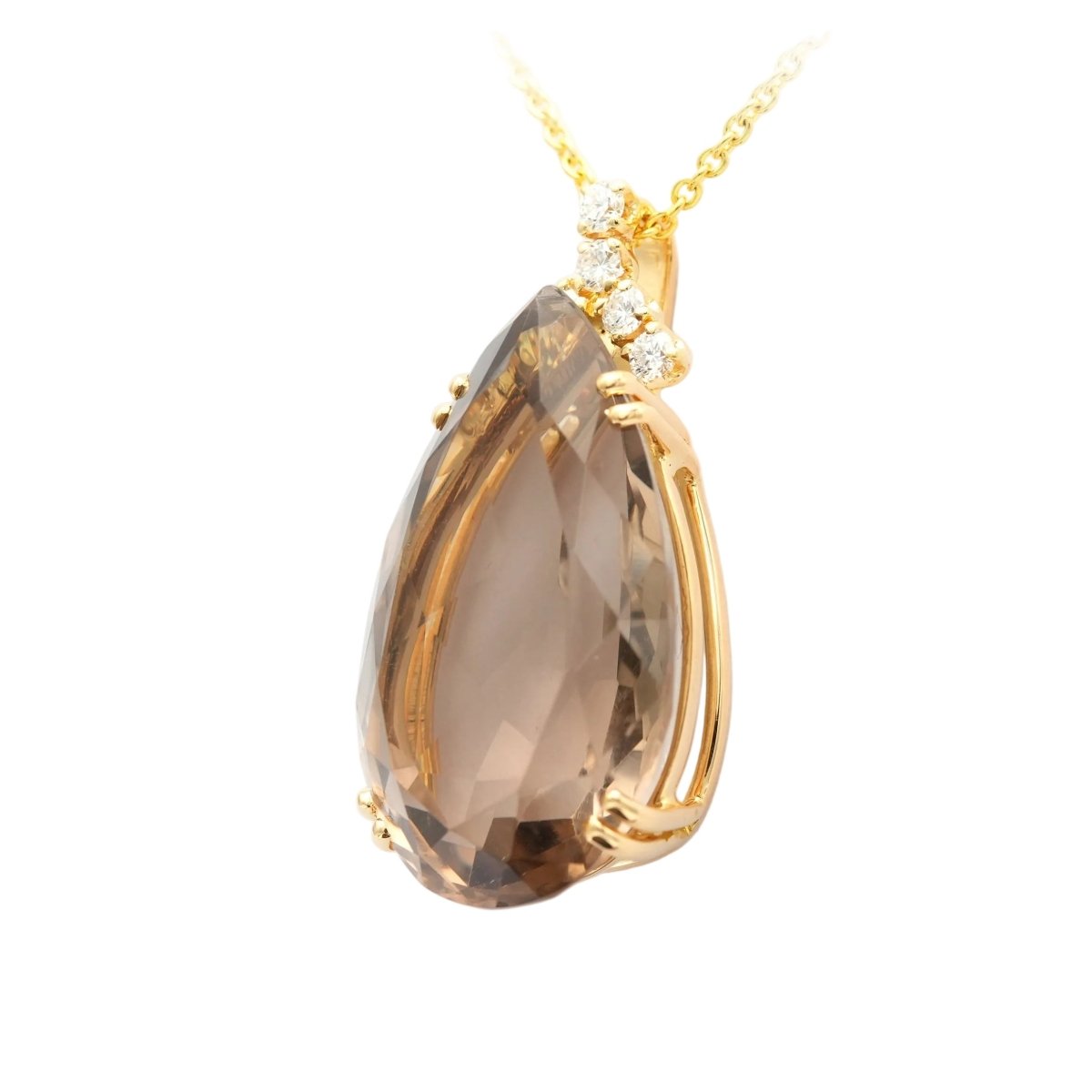 Pendentif en or jaune, quartz et diamants - Castafiore