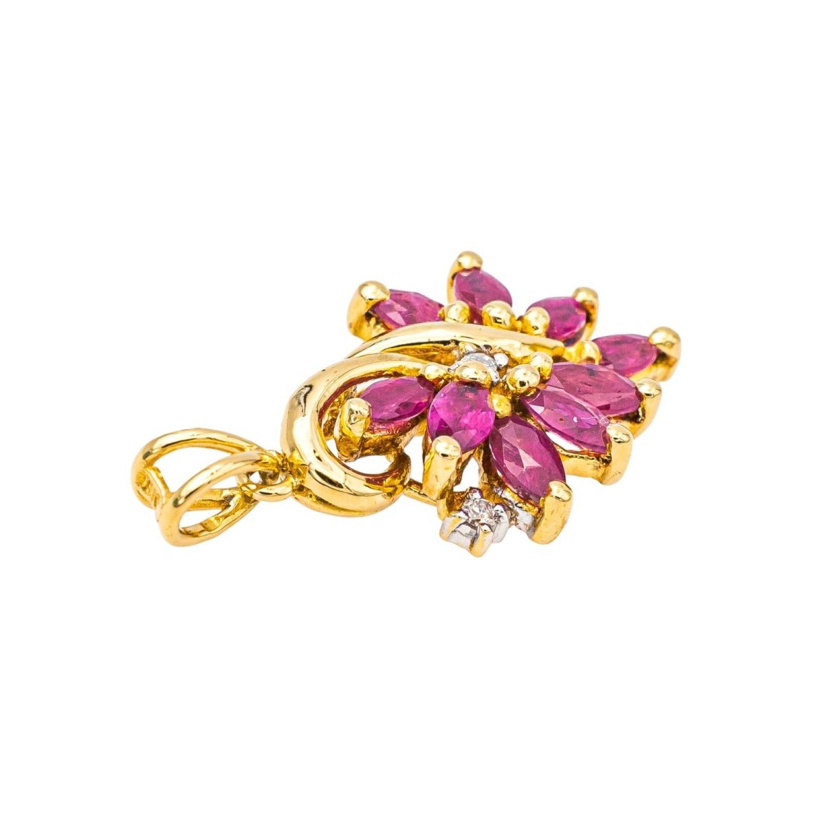 Pendentif en or jaune, rubis et diamants - Castafiore