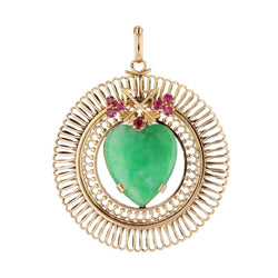 Pendentif en or jaune, rubis et jade - Castafiore