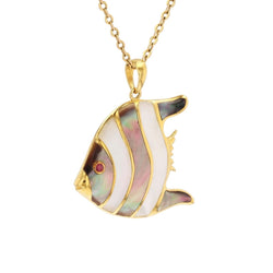 Pendentif en or jaune, rubis et nacre - Castafiore