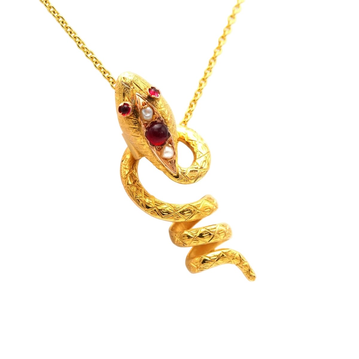 Pendentif en or jaune, rubis et perles - Castafiore