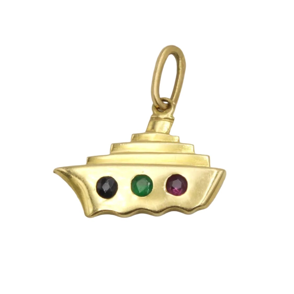 Pendentif en or jaune, saphir, émeraude et rubis - Castafiore