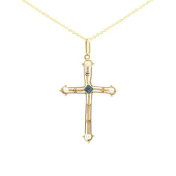Pendentif en or jaune, saphir et perles - Castafiore
