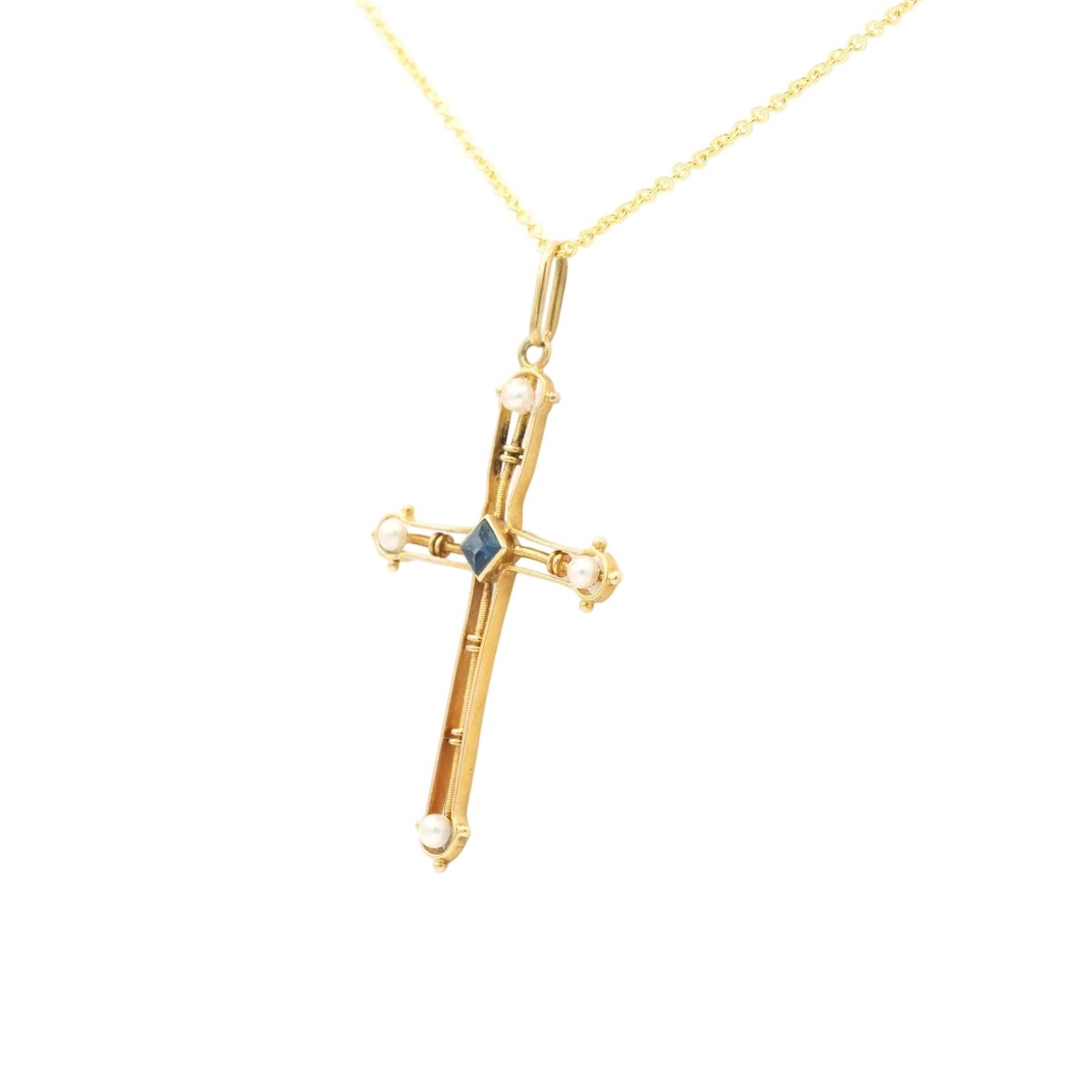 Pendentif en or jaune, saphir et perles - Castafiore
