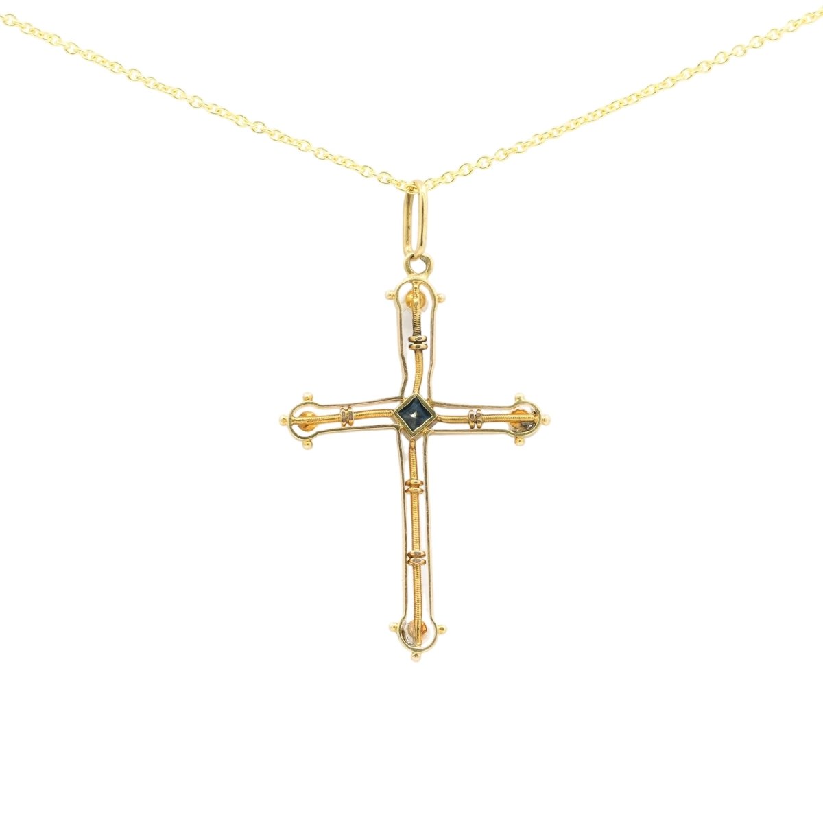 Pendentif en or jaune, saphir et perles - Castafiore