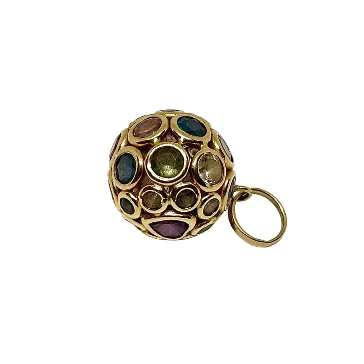 Pendentif en or jaune, saphirs, tourmalines, améthyste, péridot, aigue - marine et citrine - Castafiore