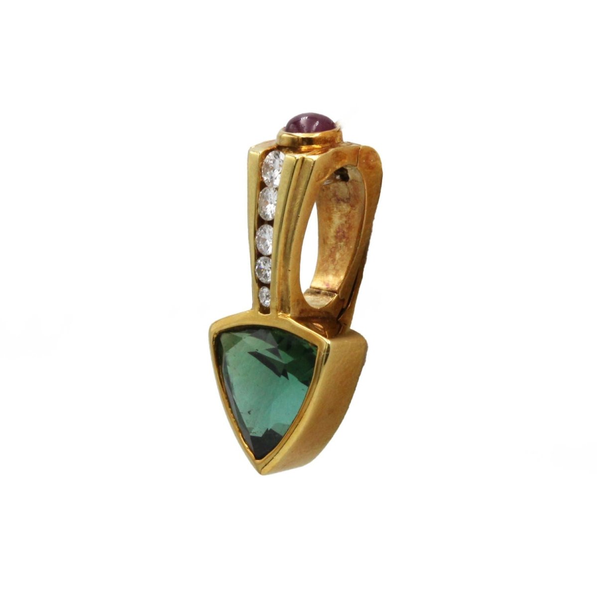 Pendentif en or jaune, tourmaline, rubis et diamants - Castafiore