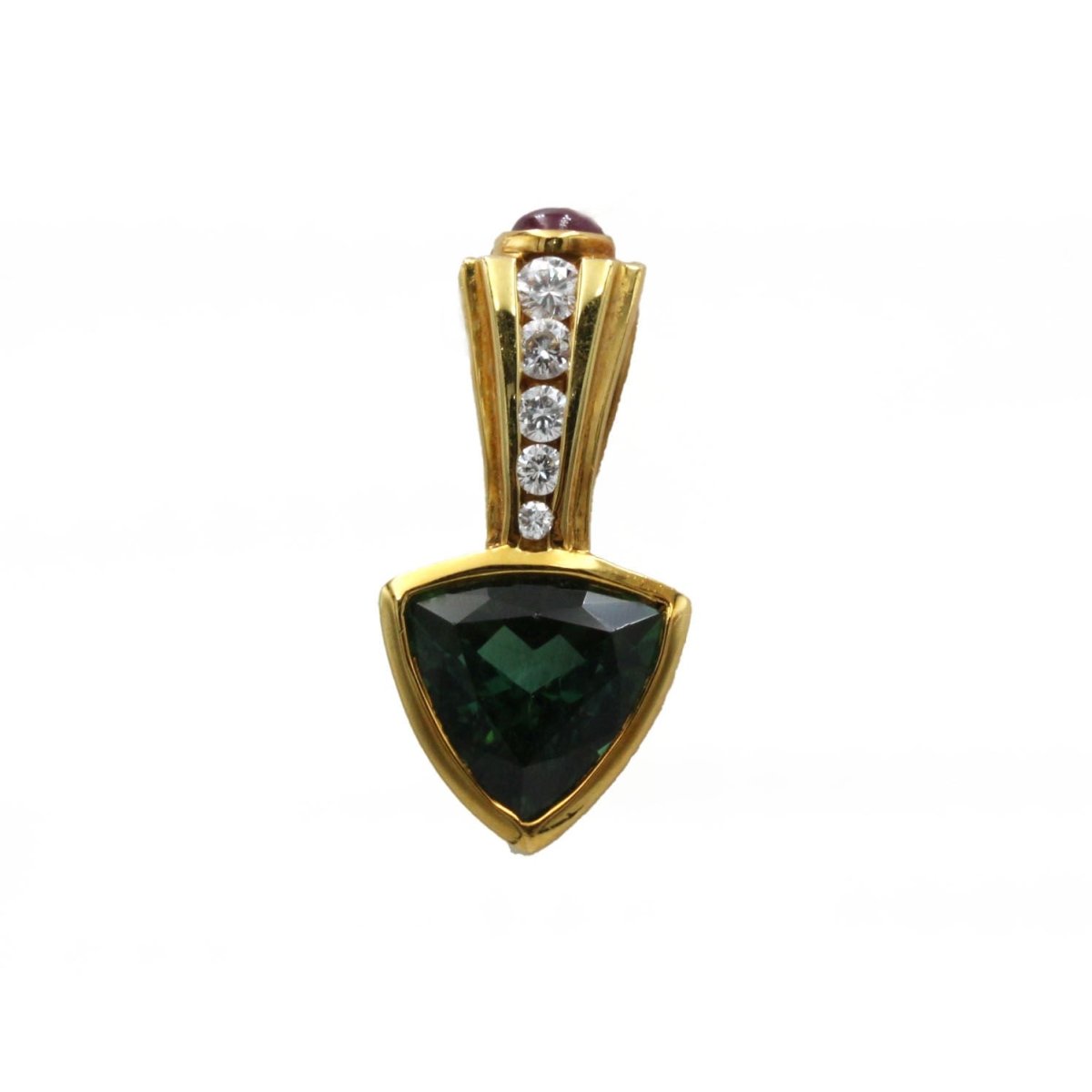 Pendentif en or jaune, tourmaline, rubis et diamants - Castafiore