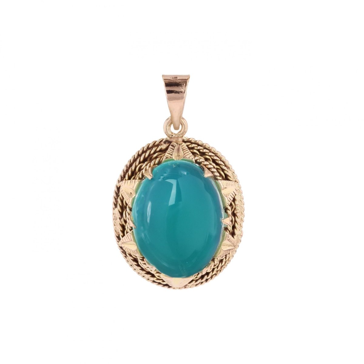 Pendentif en or rose et chrysaprase - Castafiore