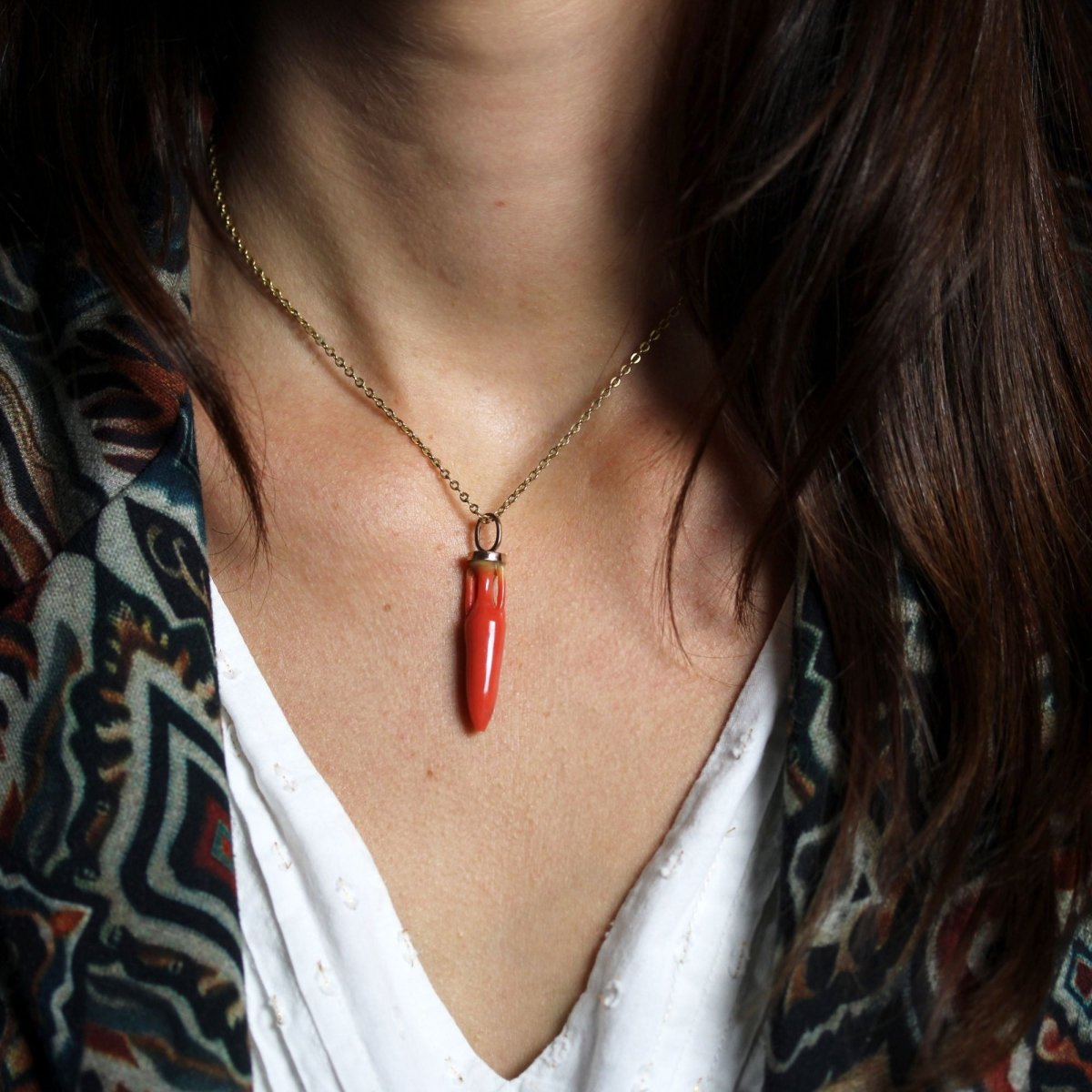 Pendentif en or rose et corail - Castafiore
