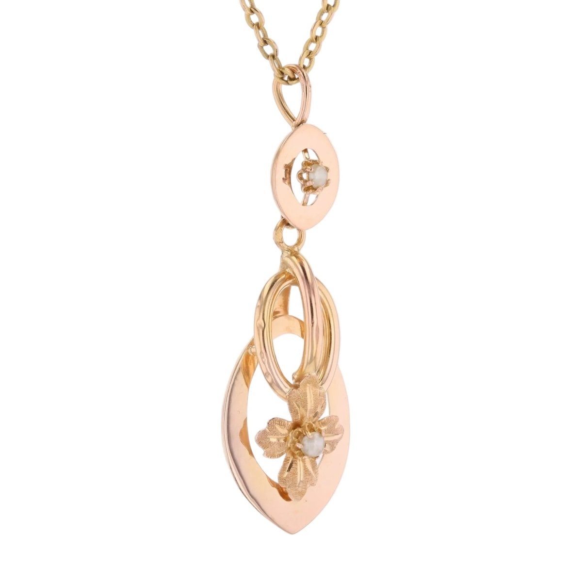 Pendentif en or rose et perles - Castafiore