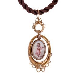Pendentif en or rose, nacre et perles - Castafiore