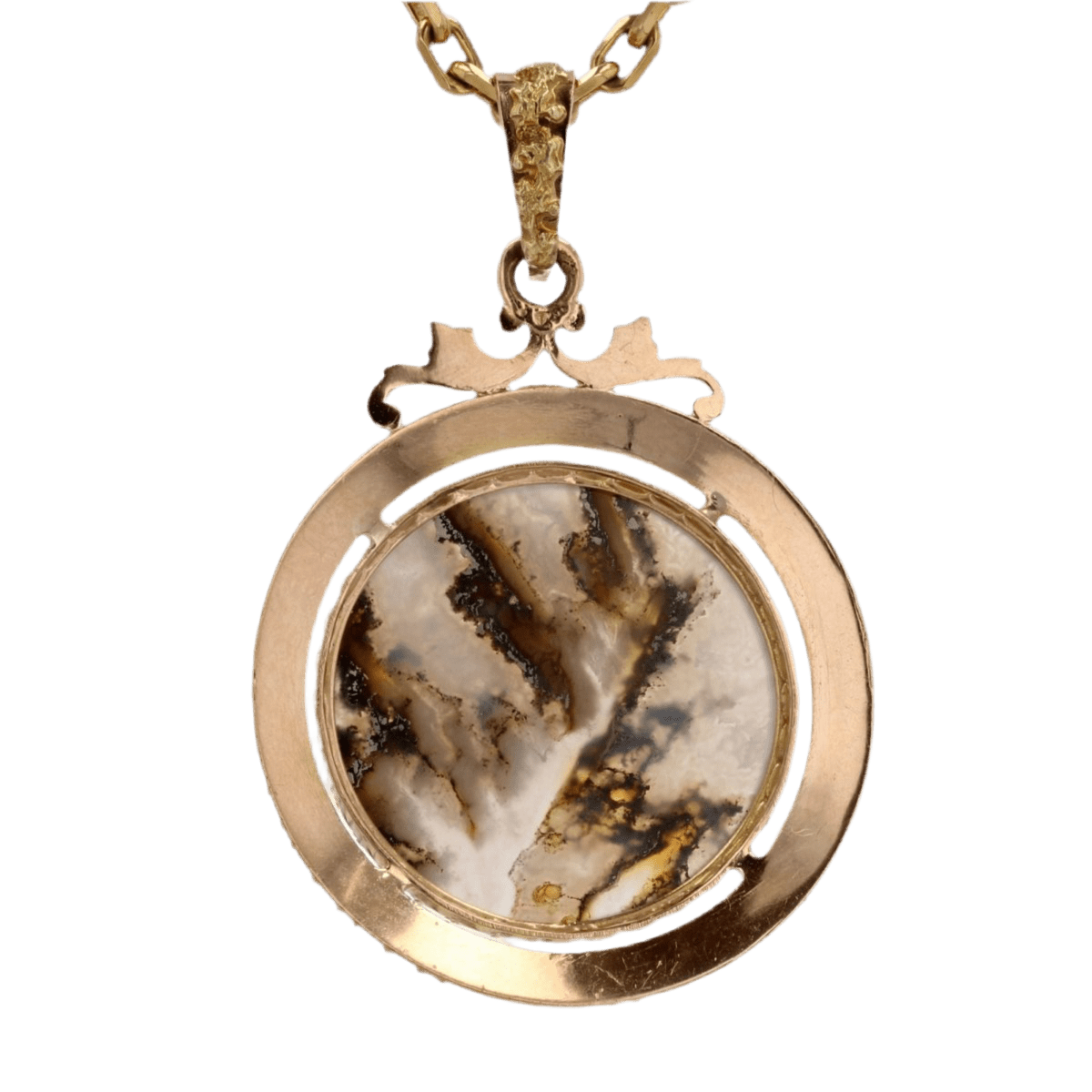 Pendentif en or rose, or vert et agate - Castafiore