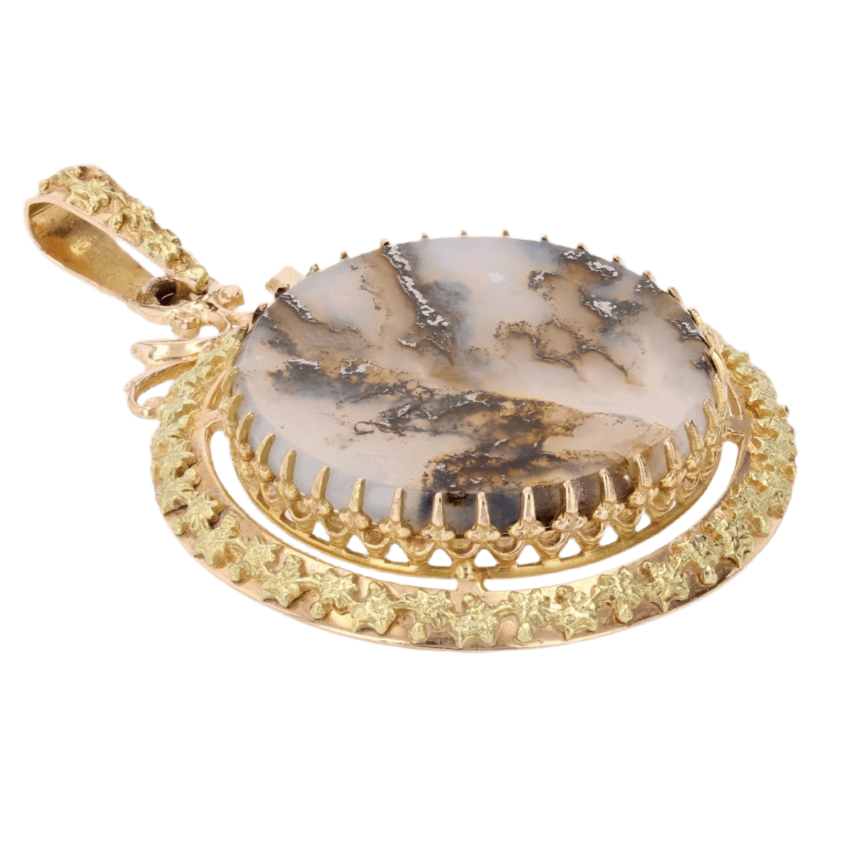 Pendentif en or rose, or vert et agate - Castafiore