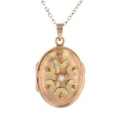Pendentif en or rose, or vert et perle - Castafiore