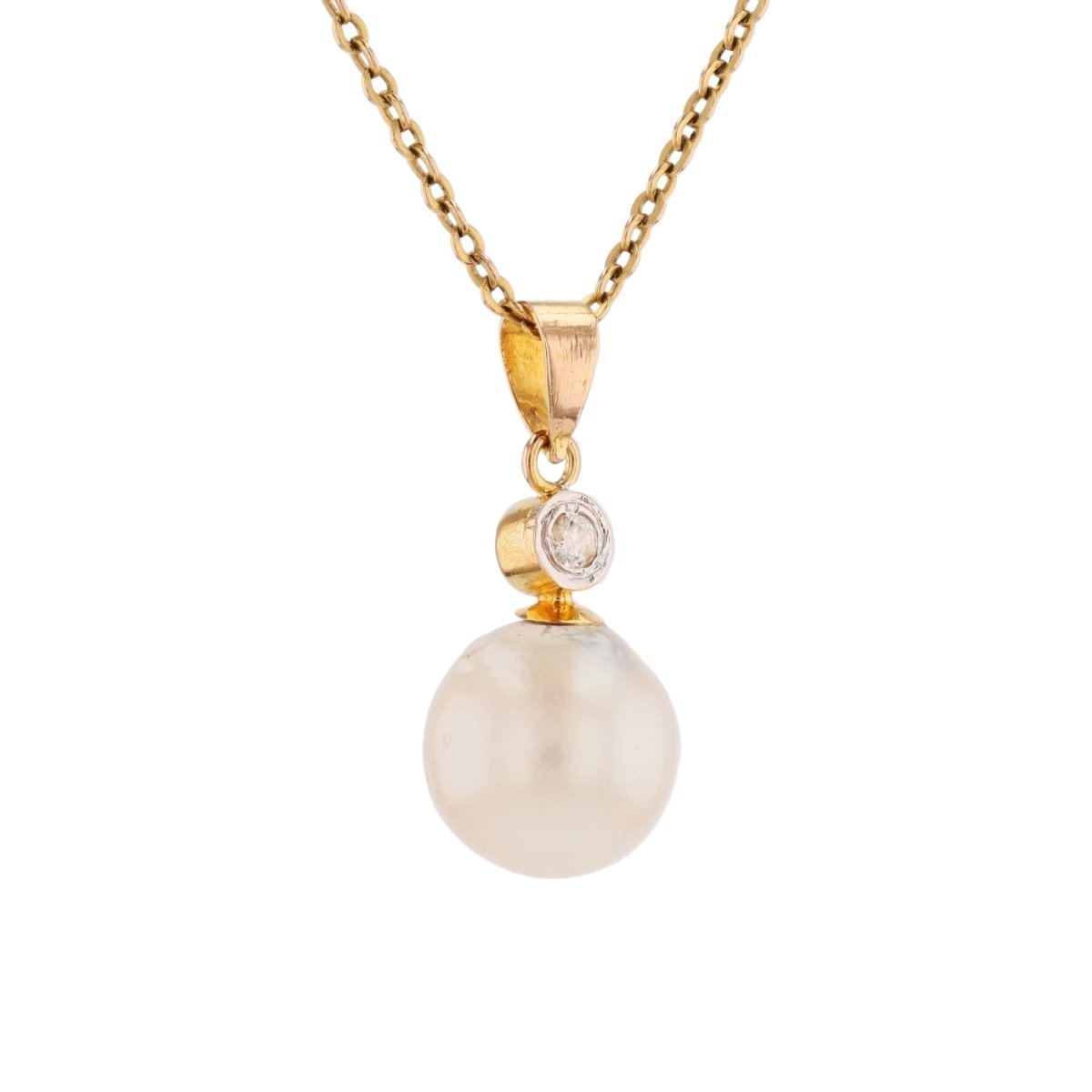 Pendentif en or rose, perle et diamant - Castafiore