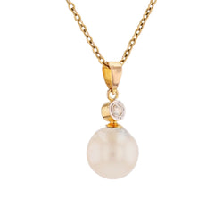 Pendentif en or rose, perle et diamant - Castafiore